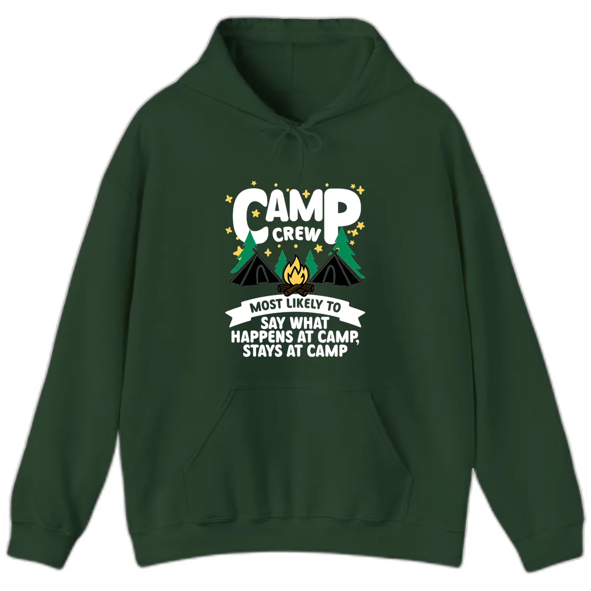 Camp Crew What Happens At Camp Hoodie in Forest Green