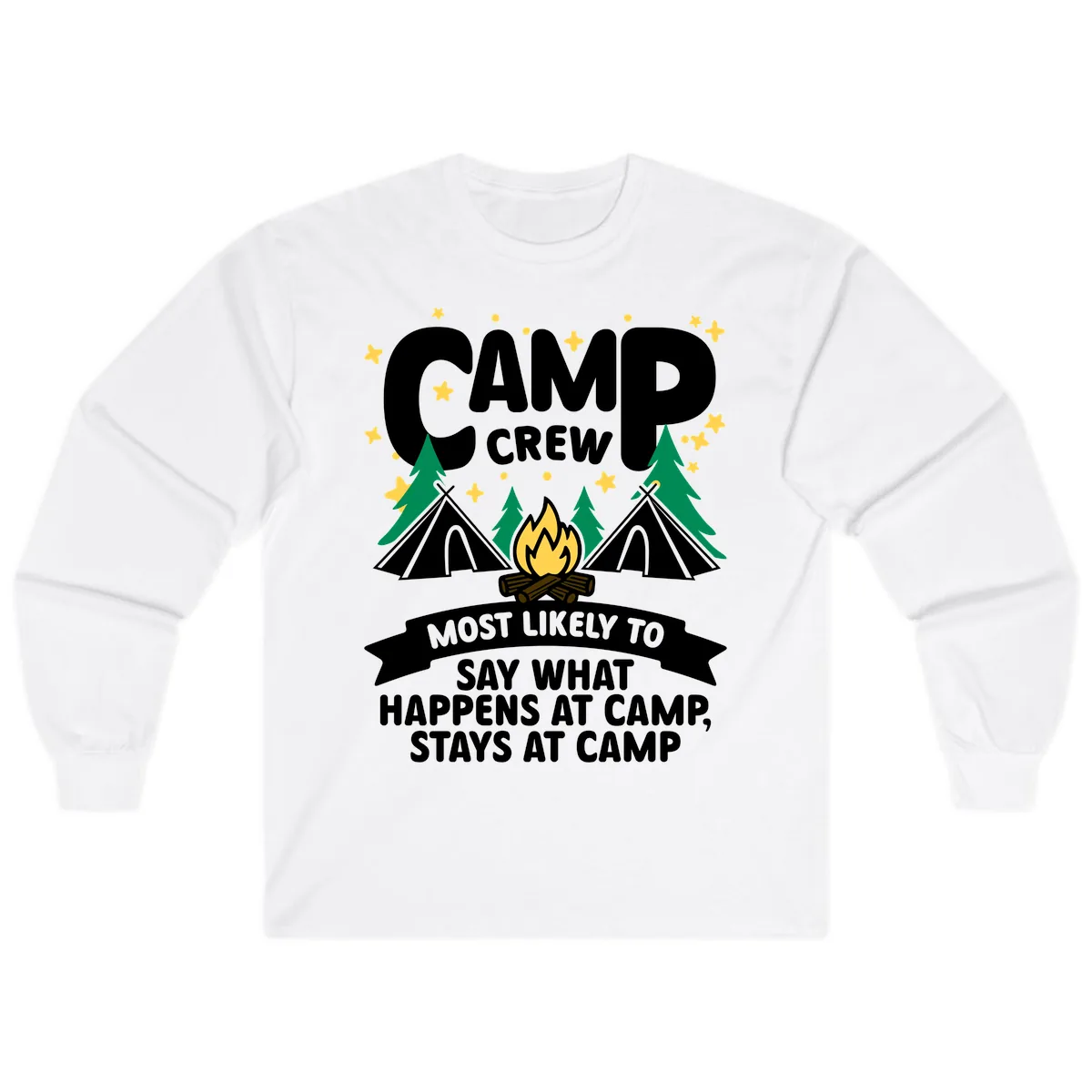 Camp Crew What Happens At Camp Long Sleeve in White