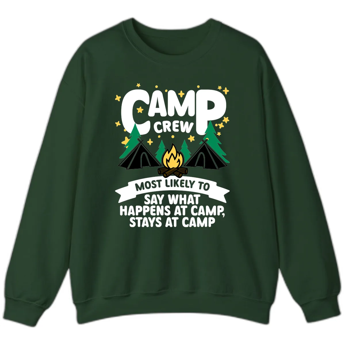 Camp Crew What Happens At Camp Sweatshirt in Forest Green
