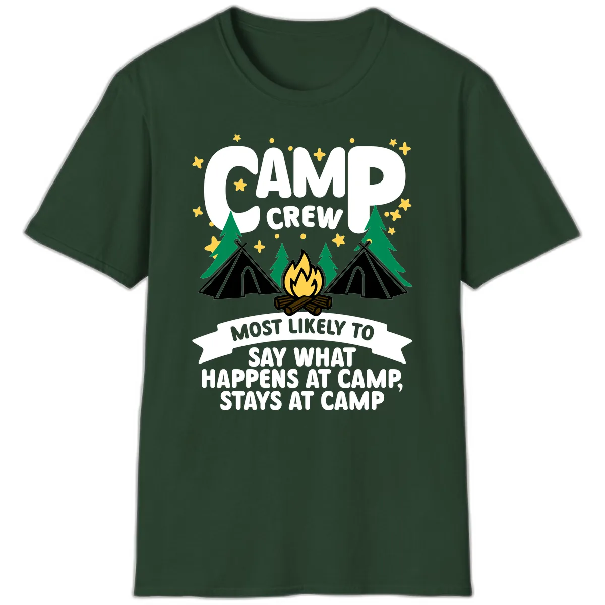Camp Crew What Happens At Camp T-Shirt in Forest Green