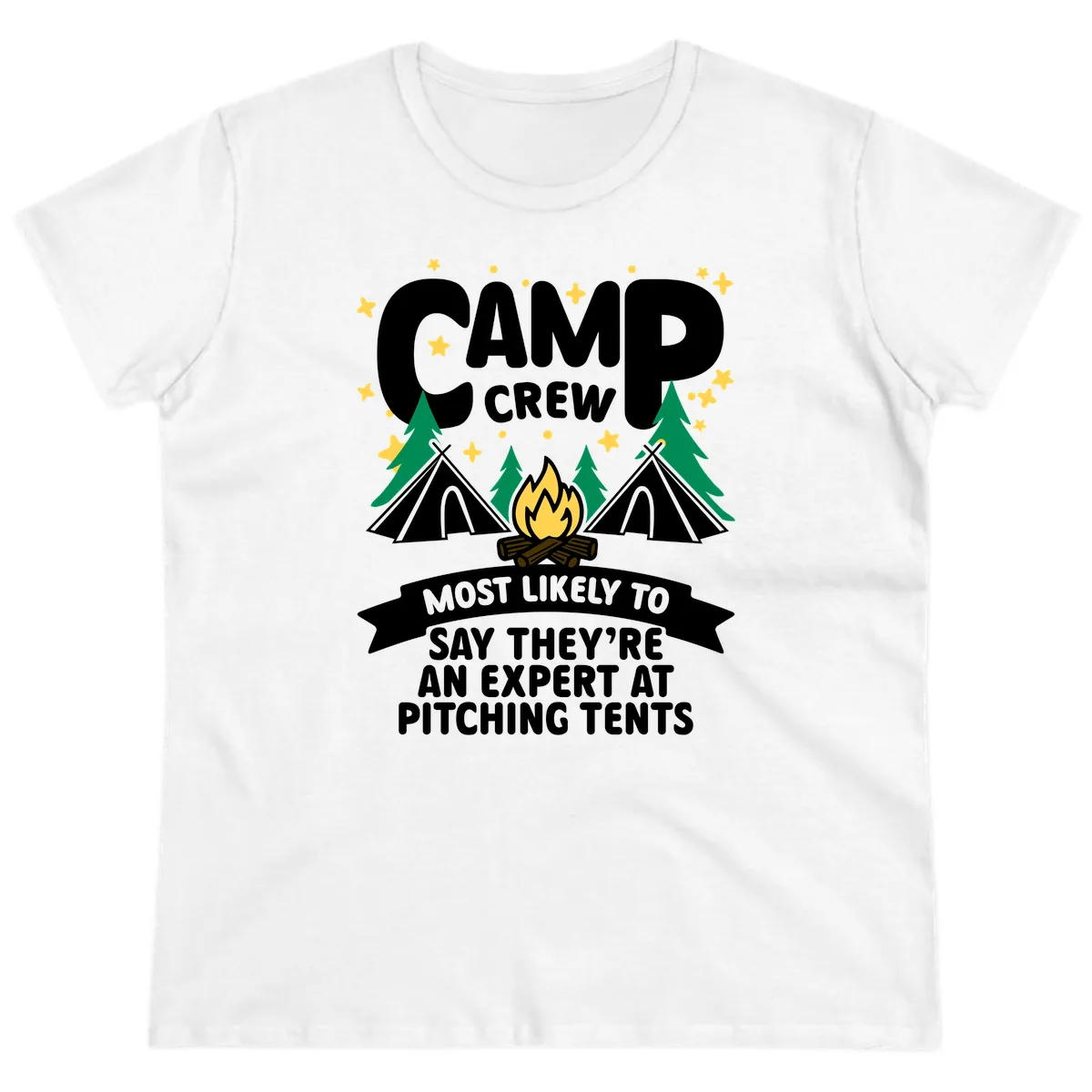 Camp Crew Tent Pitching Experts Ladies Tee in White