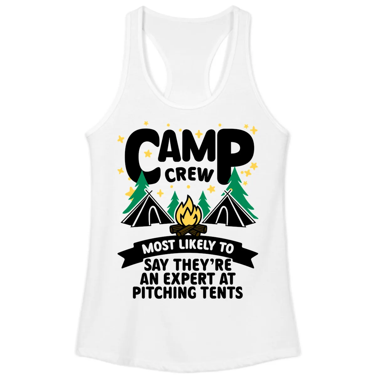 Camp Crew Tent Pitching Experts Ladies Tank in White