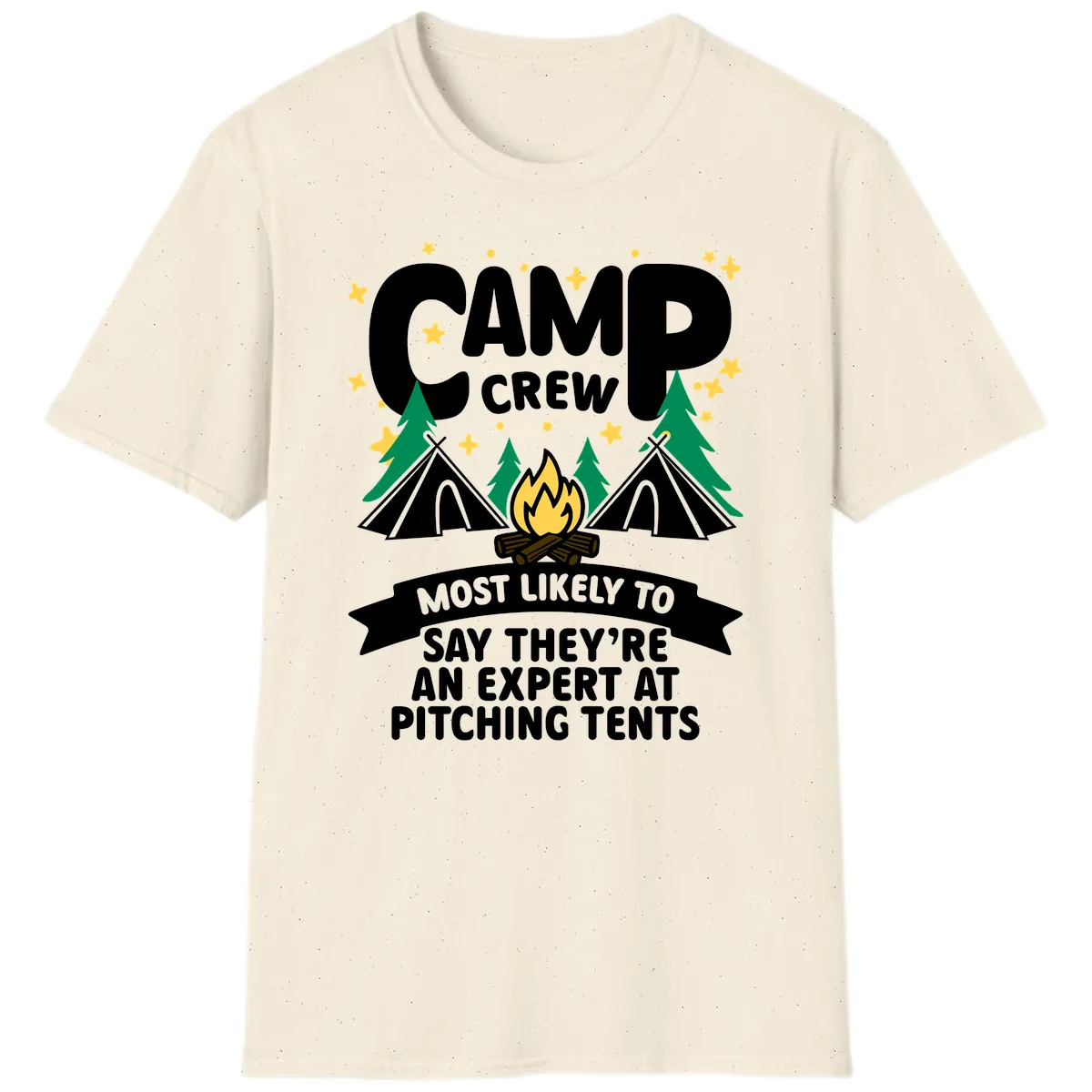 Camp Crew Tent Pitching Experts T-Shirt in Natural