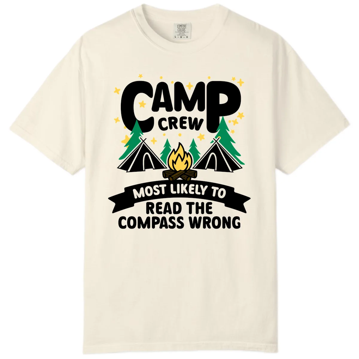 Camp Crew Compass Wrong Comfort Color in Ivory