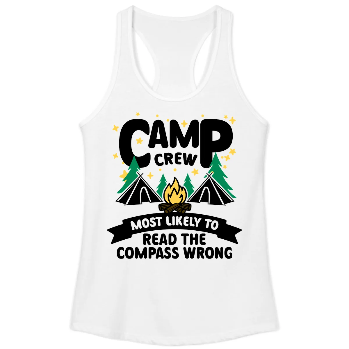 Camp Crew Compass Wrong Ladies Tank in White