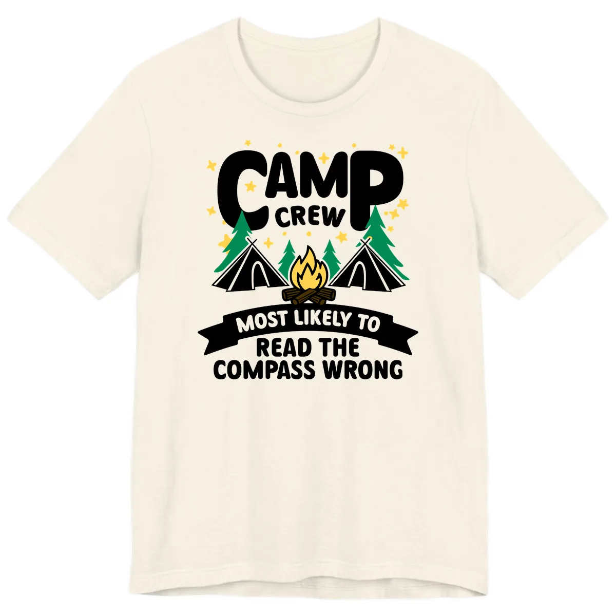 Camp Crew Compass Wrong Premium T-Shirt in Natural