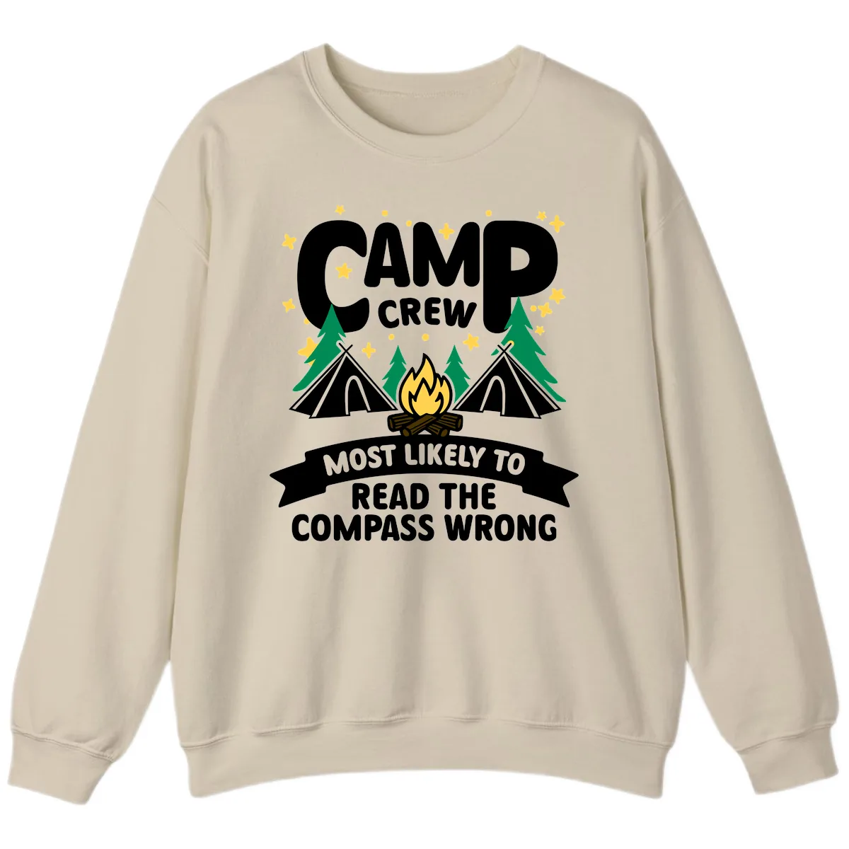 Camp Crew Compass Wrong Sweatshirt in Sand