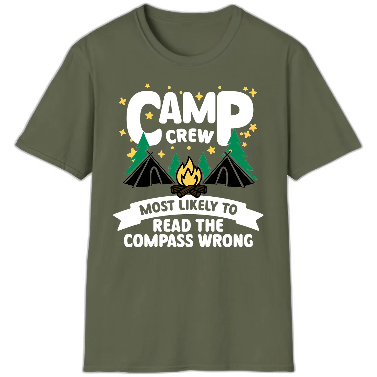 Camp Crew Compass Wrong T-Shirt in Military Green