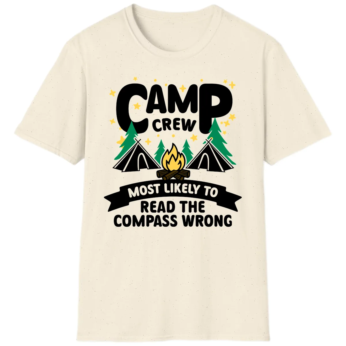 Camp Crew Compass Wrong T-Shirt in Natural