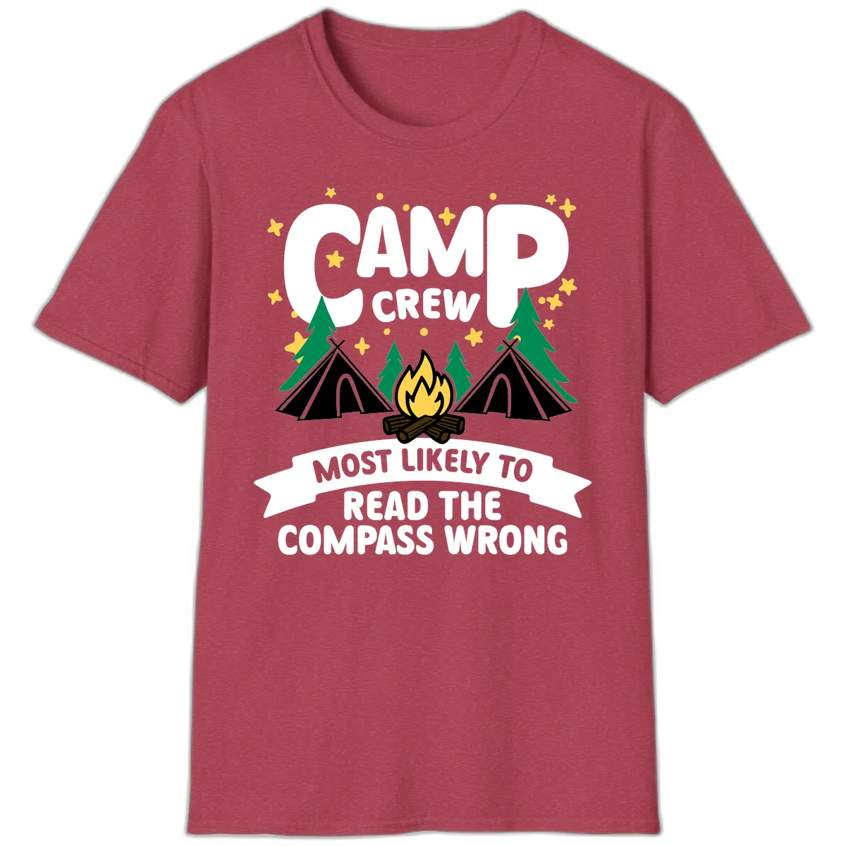 Camp Crew Compass Wrong T-Shirt in Heather Cardinal