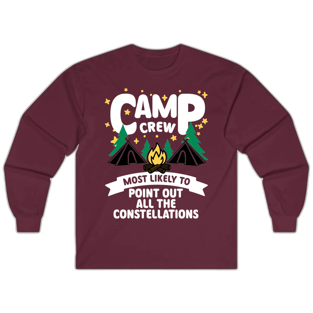 Camp Crew Constellation Guide Long Sleeve in Maroon