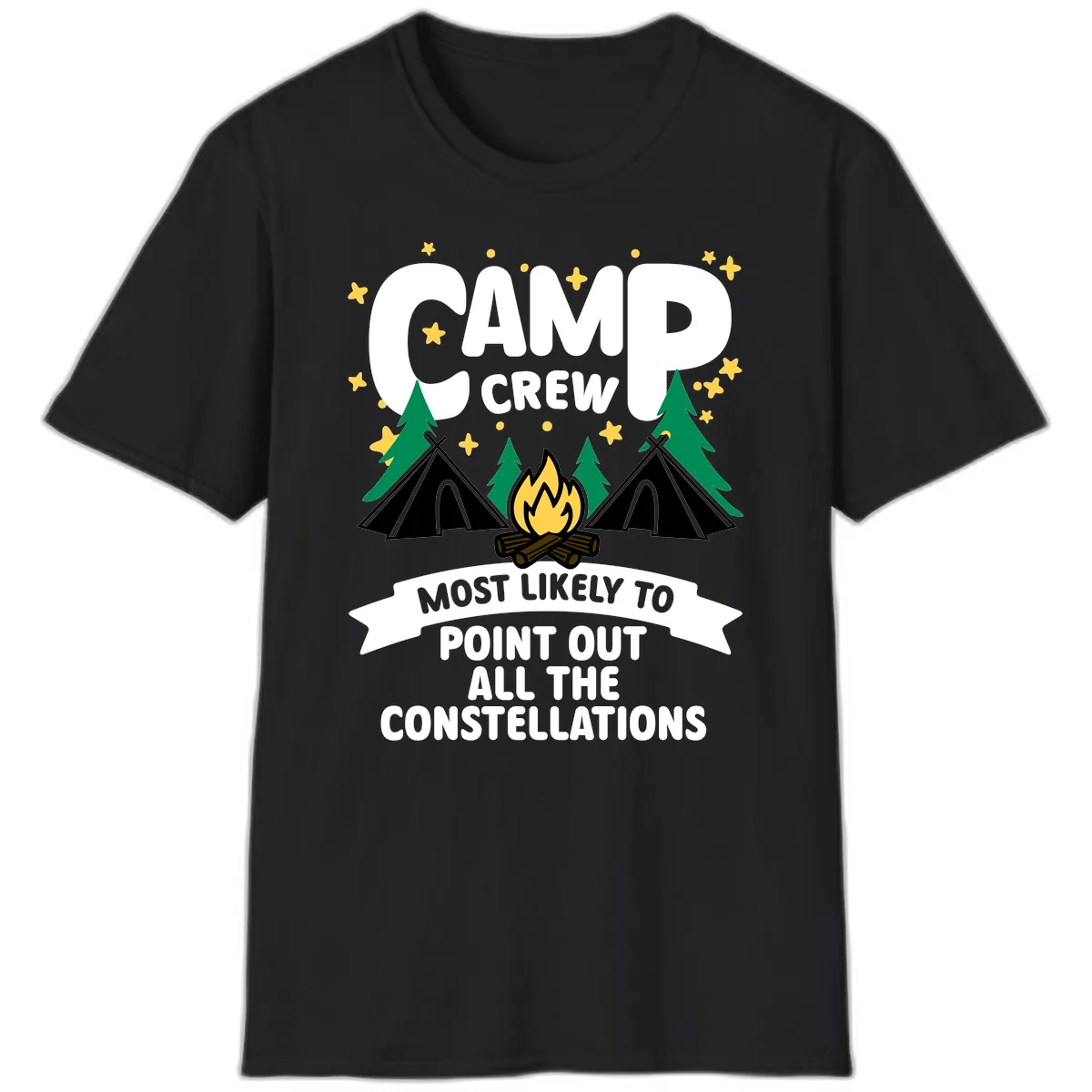 Camp Crew Constellation Guide T-Shirt in Black