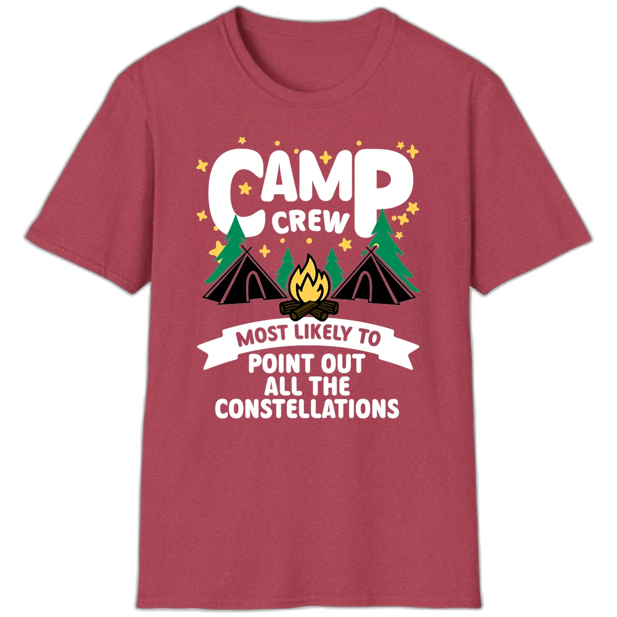 Camp Crew Constellation Guide T-Shirt in Heather Cardinal