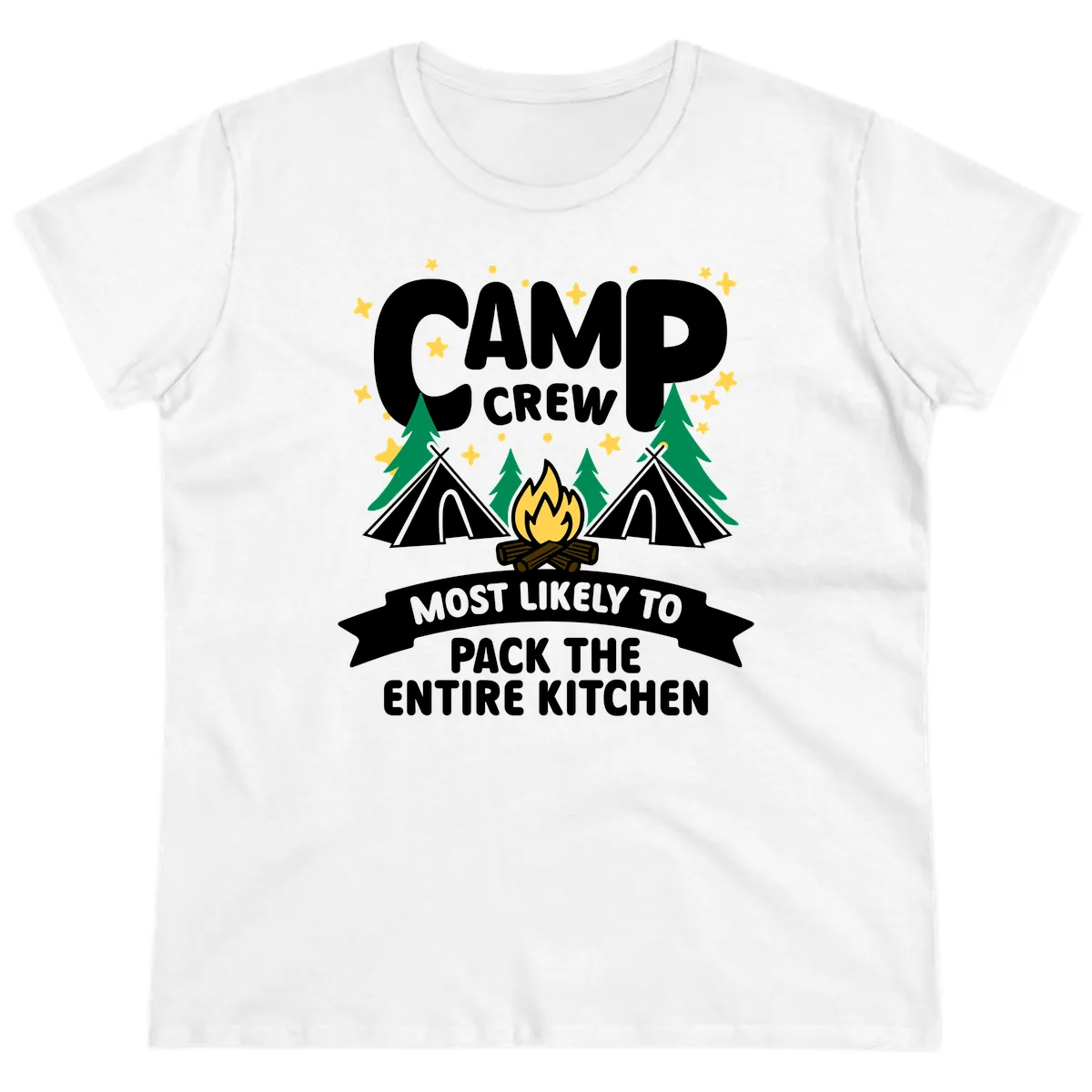 Camp Crew Most Likely To Pack The Kitchen Ladies Tee in White