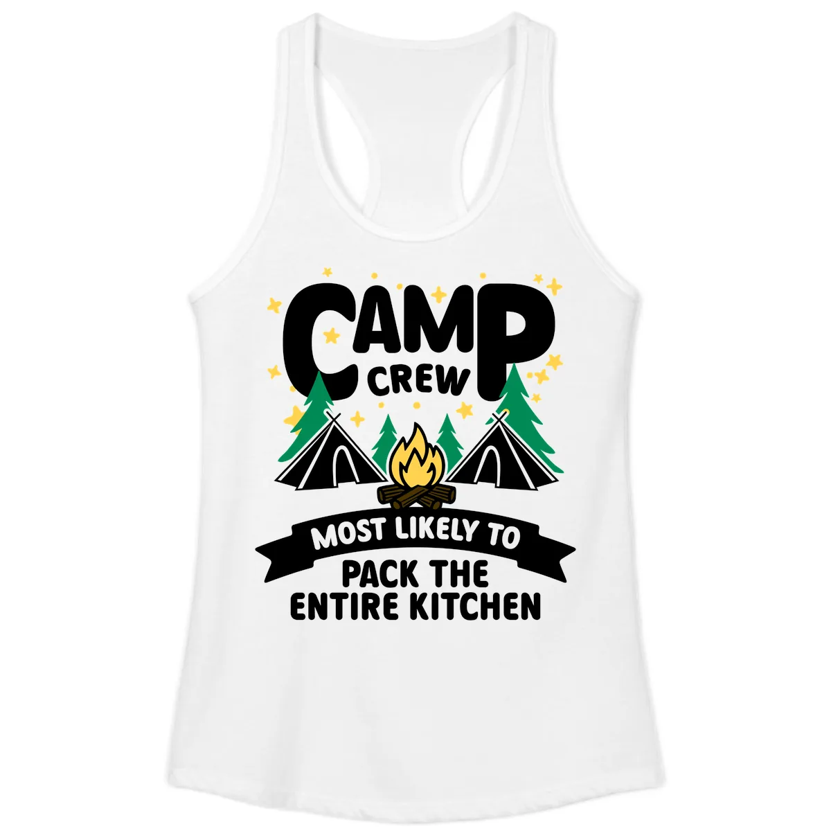 Camp Crew Most Likely To Pack The Kitchen Ladies Tank in White