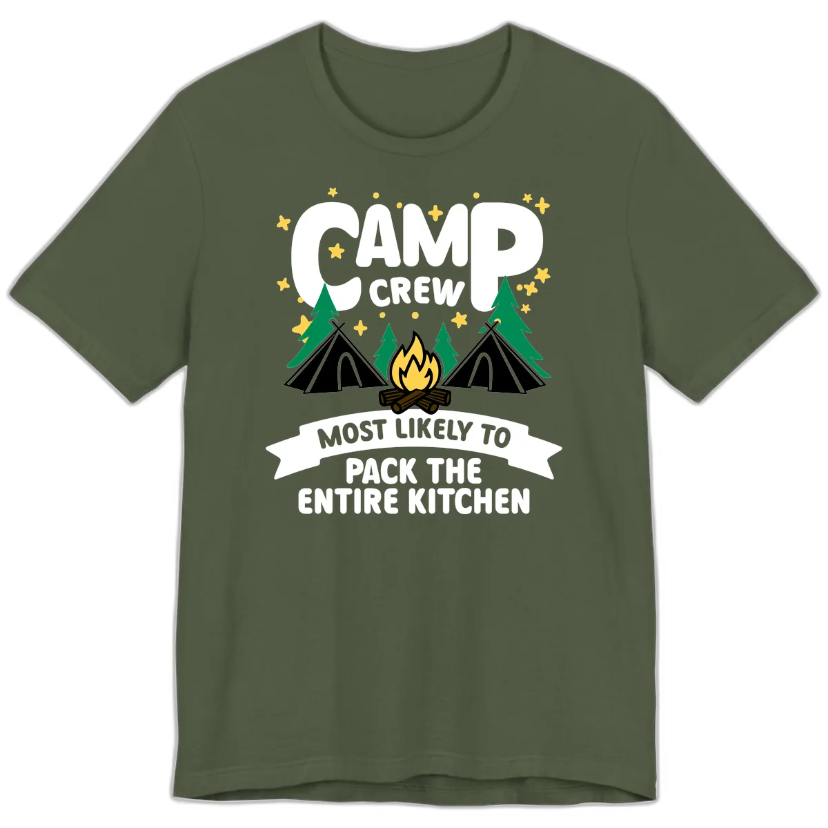 Camp Crew Most Likely To Pack The Kitchen Premium T-Shirt in Military Green