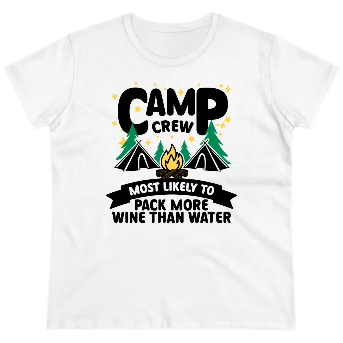 Camp Crew Wine Over Water Ladies Tee in White