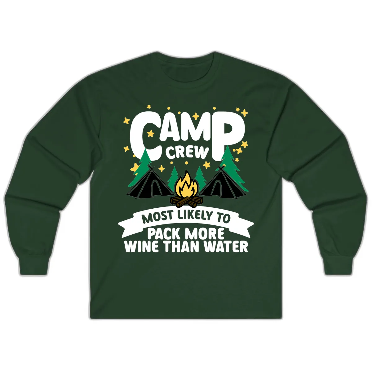 Camp Crew Wine Over Water Long Sleeve in Forest Green