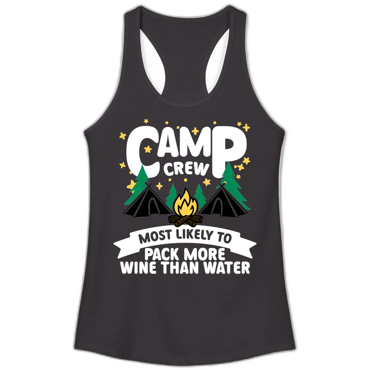 Camp Crew Wine Over Water Ladies Tank in Black