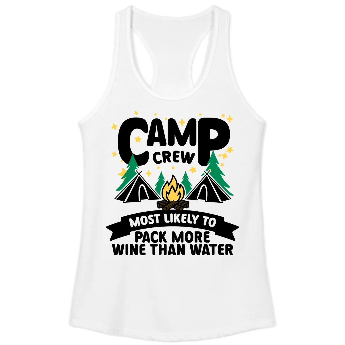Camp Crew Wine Over Water Ladies Tank in White
