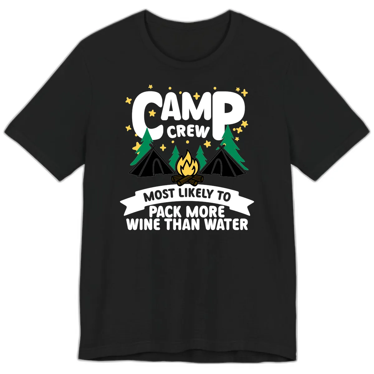 Camp Crew Wine Over Water Premium T-Shirt in Black
