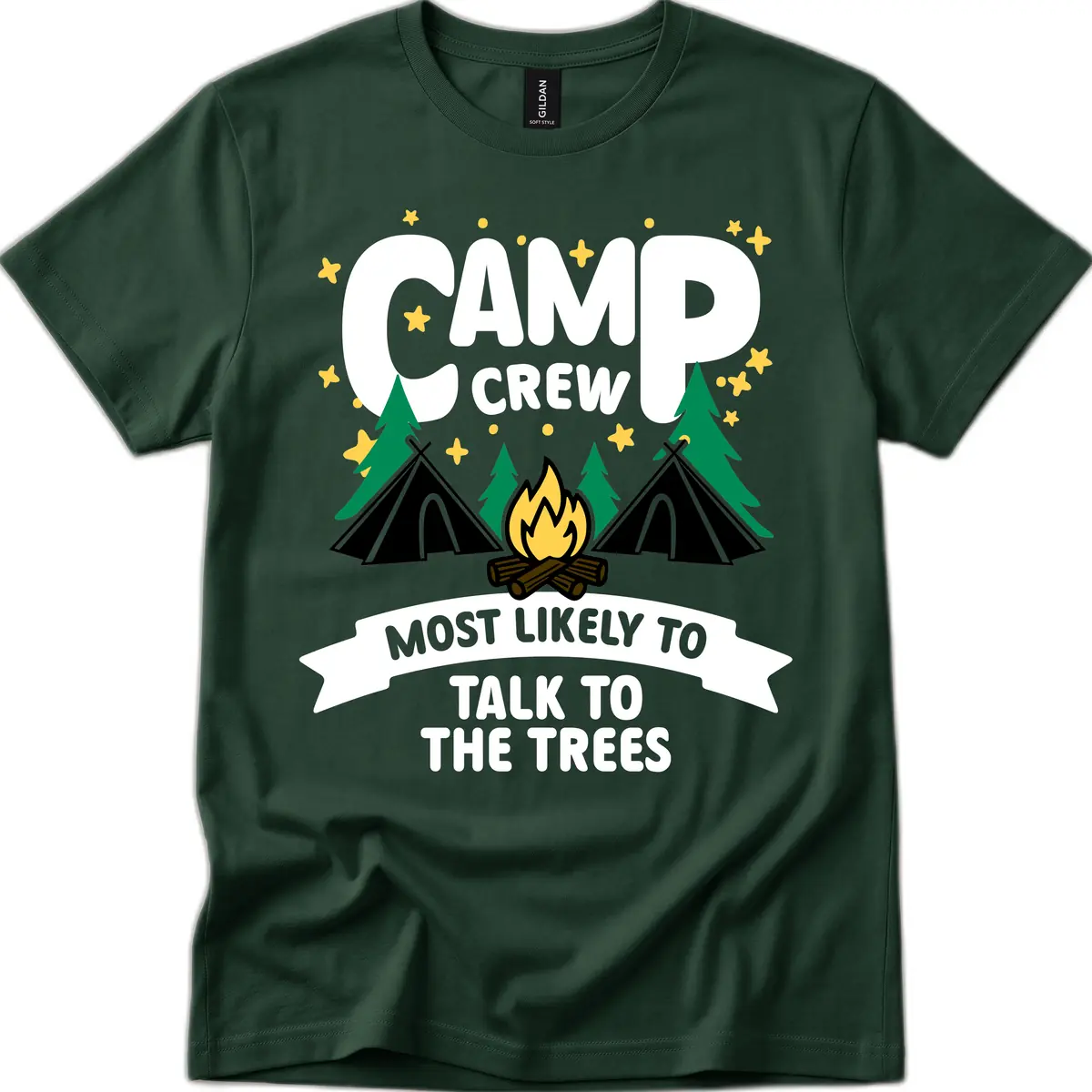 Camp Crew Most Likely To Talk To Trees T-Shirt in Forest Green