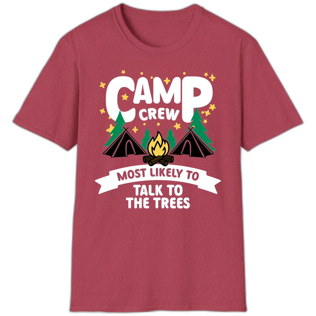 Camp Crew Most Likely To Talk To Trees T-Shirt in Heather Cardinal