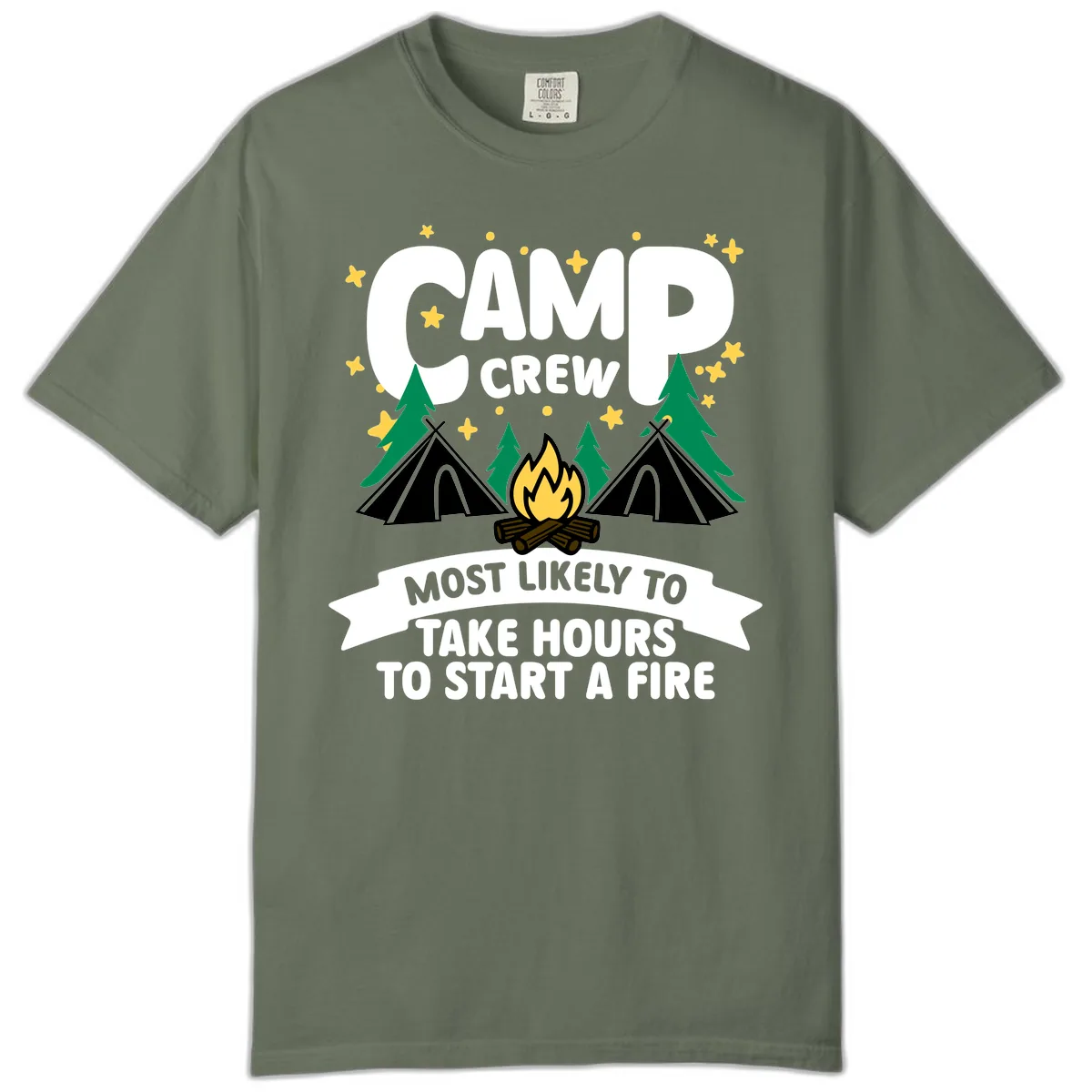 Camp Crew Most Likely To Take Hours Comfort Color in Moss