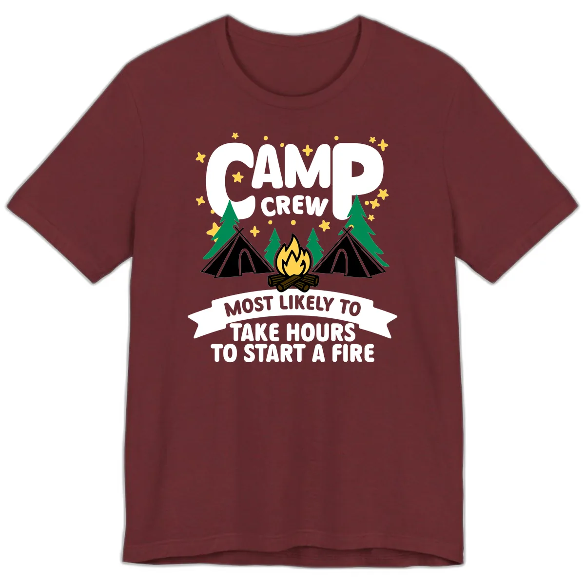 Camp Crew Most Likely To Take Hours Premium T-Shirt in Heather Cardinal