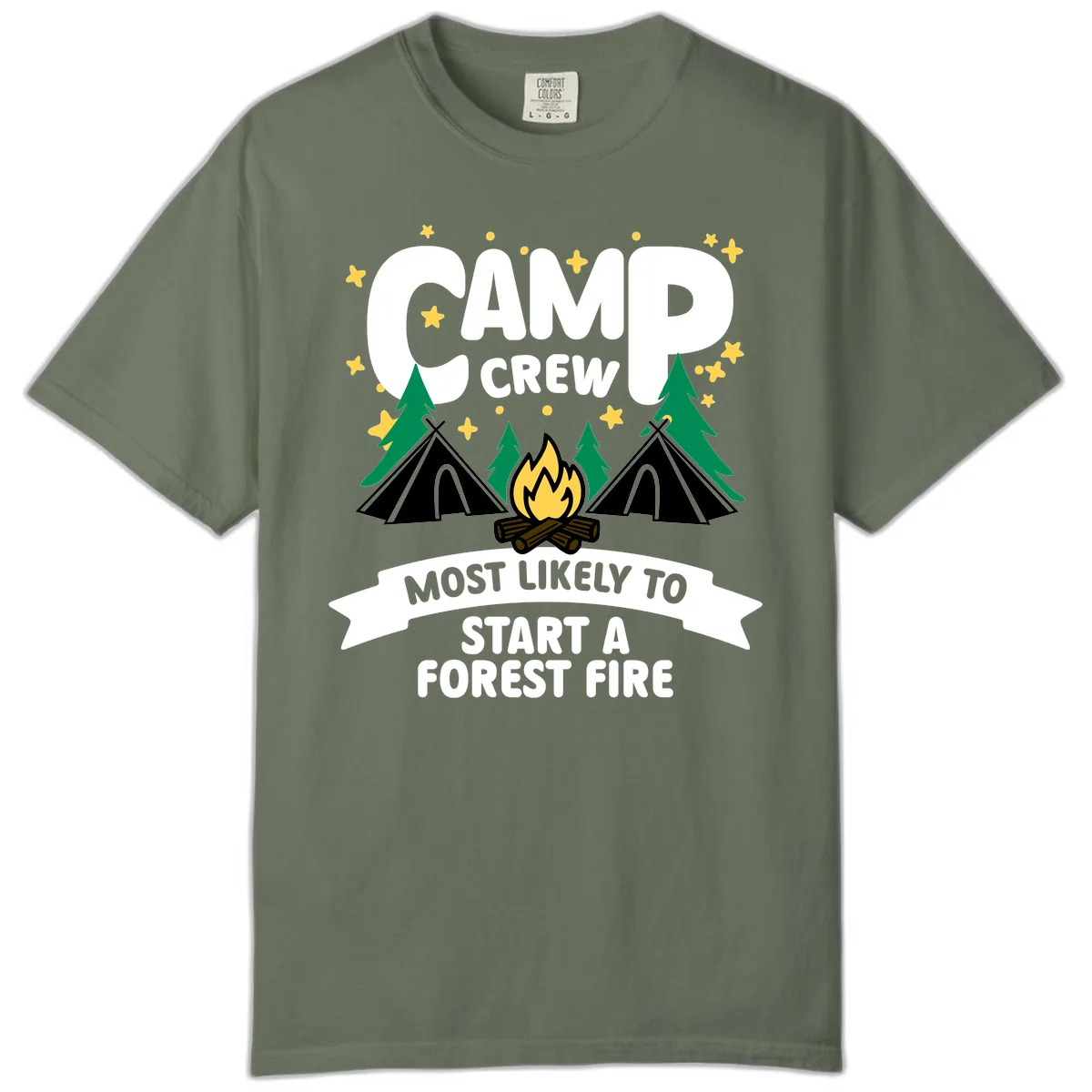 Camp Crew Most Likely Forest Fire Comfort Color in Moss