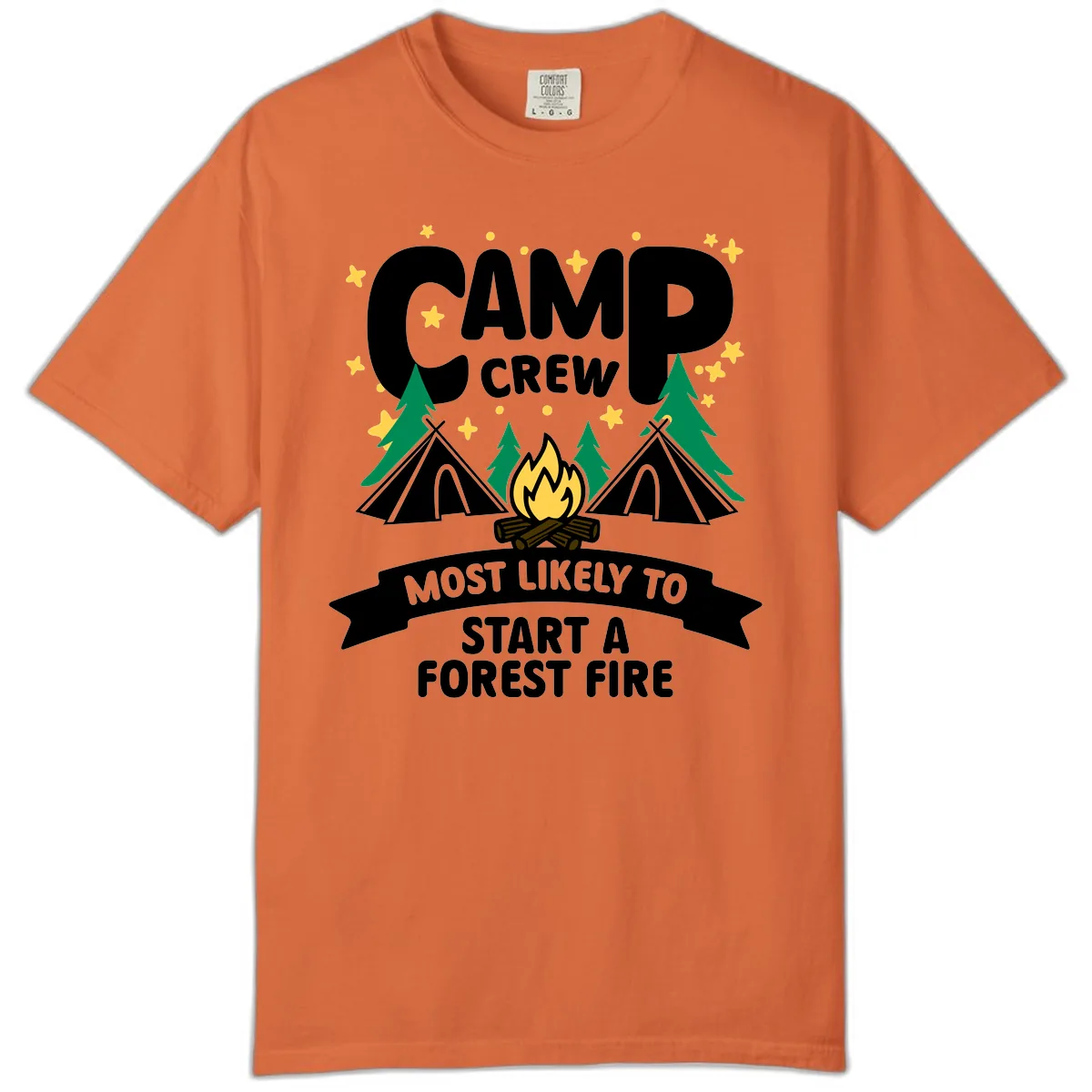 Camp Crew Most Likely Forest Fire Comfort Color in Burnt Orange