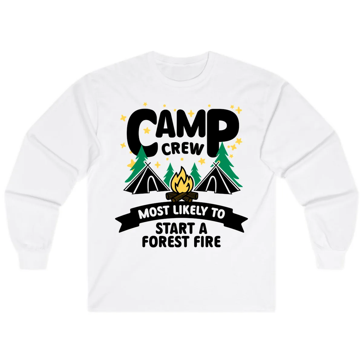 Camp Crew Most Likely Forest Fire Long Sleeve in White