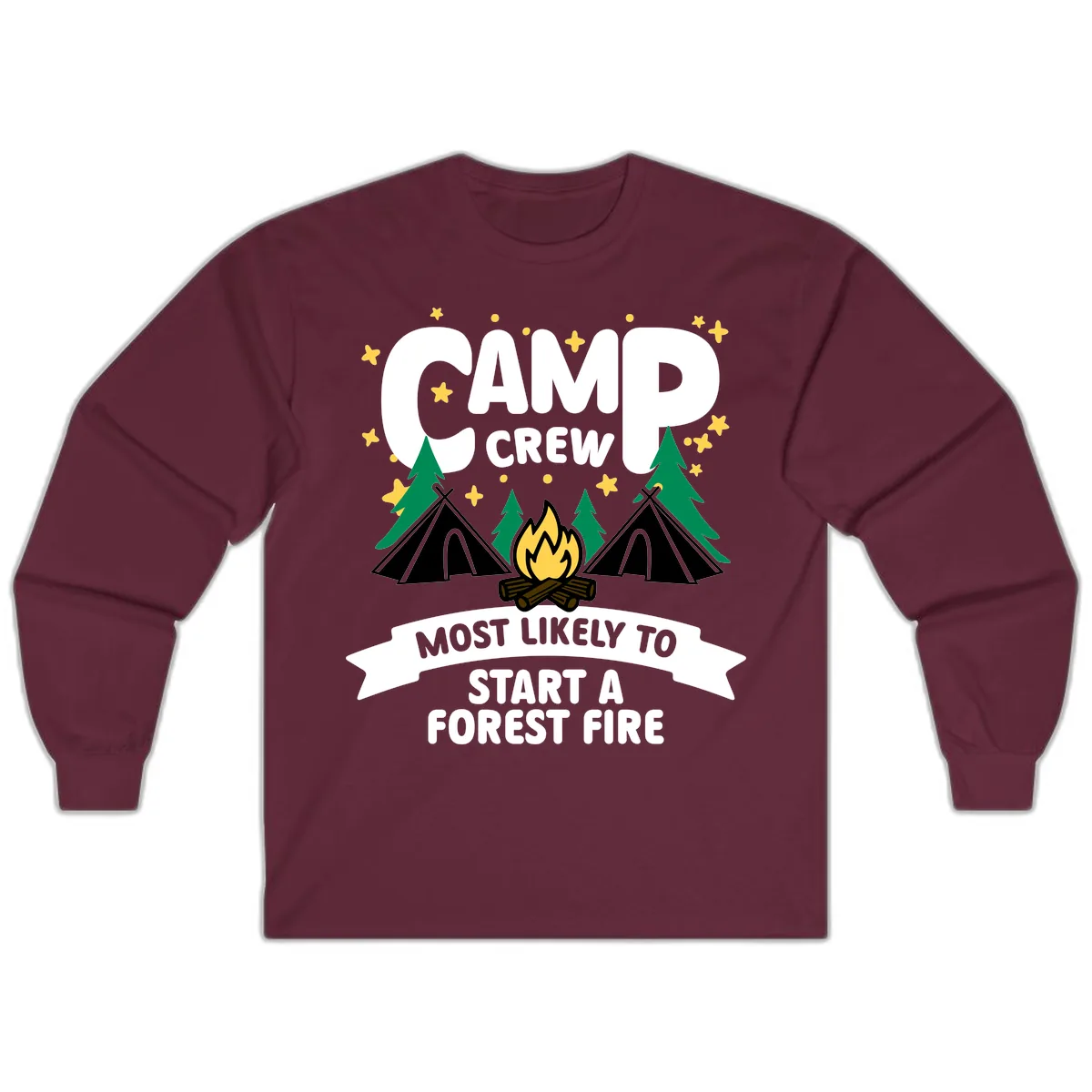 Camp Crew Most Likely Forest Fire Long Sleeve in Maroon
