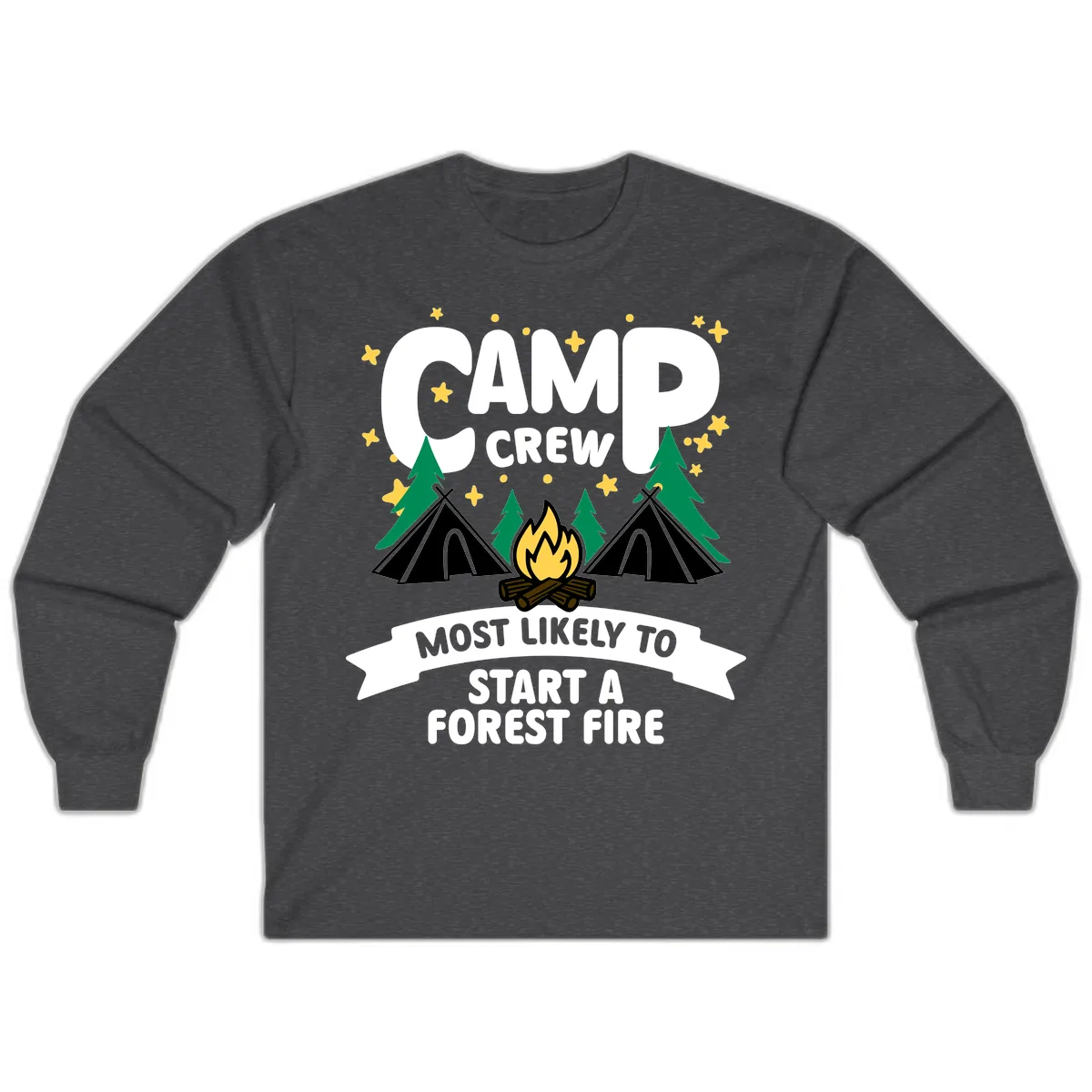 Camp Crew Most Likely Forest Fire Long Sleeve in Dark Heather