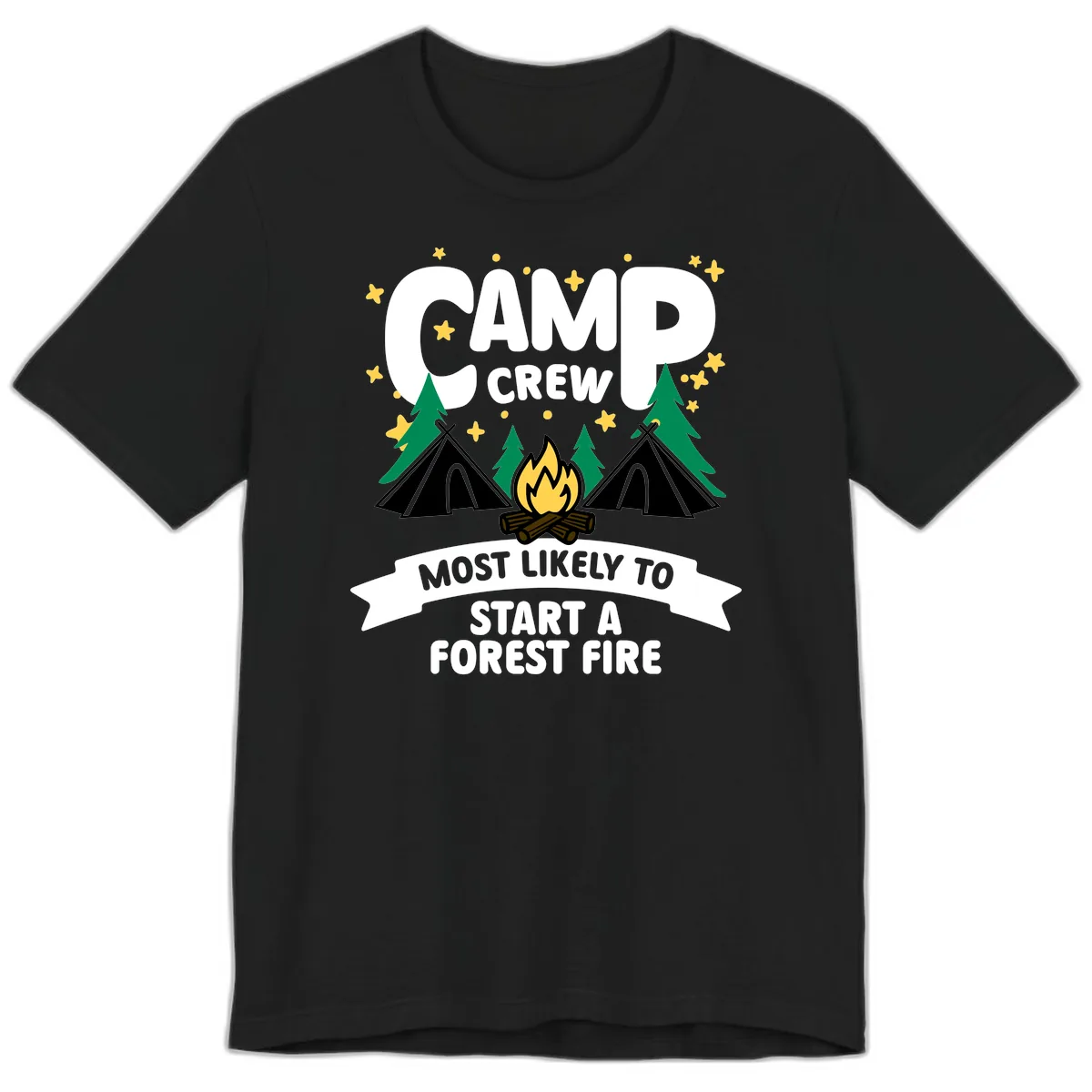 Camp Crew Most Likely Forest Fire Premium T-Shirt in Black