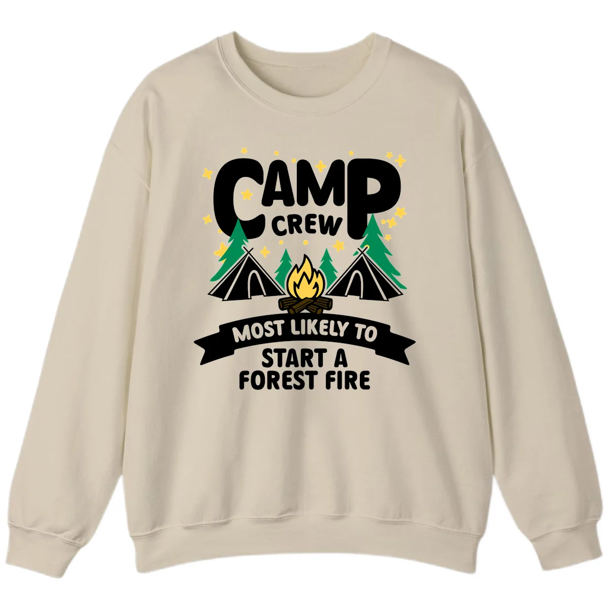 Camp Crew Most Likely Forest Fire Sweatshirt in Sand