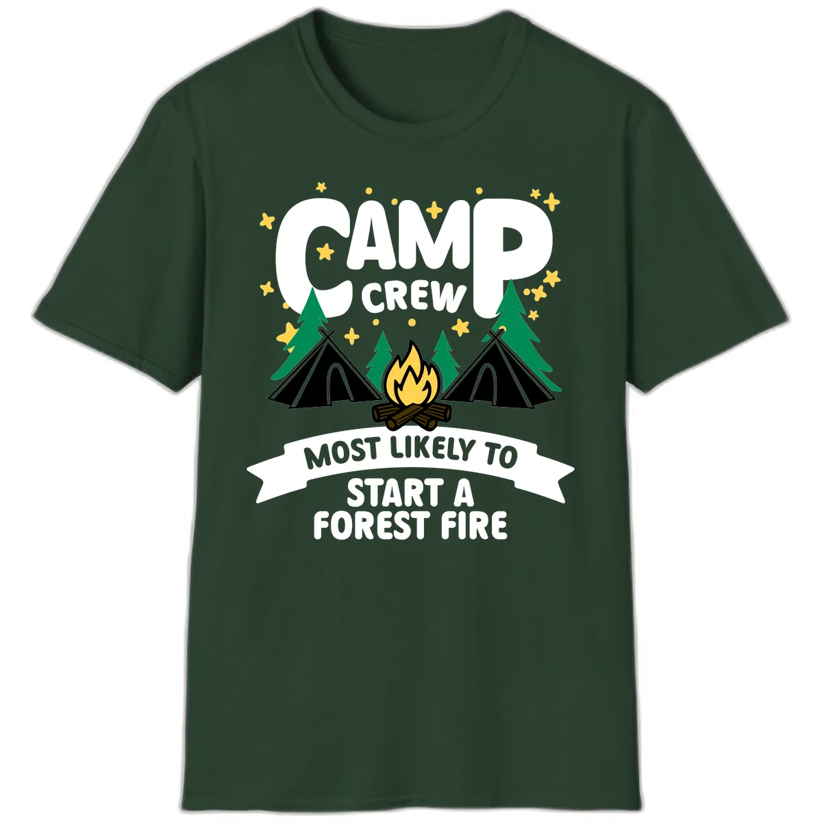 Camp Crew Most Likely Forest Fire T-Shirt in Forest Green