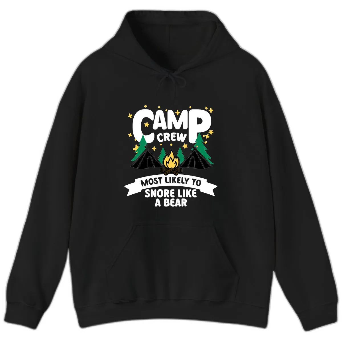 Camp Crew Snore Like A Bear Hoodie in Black