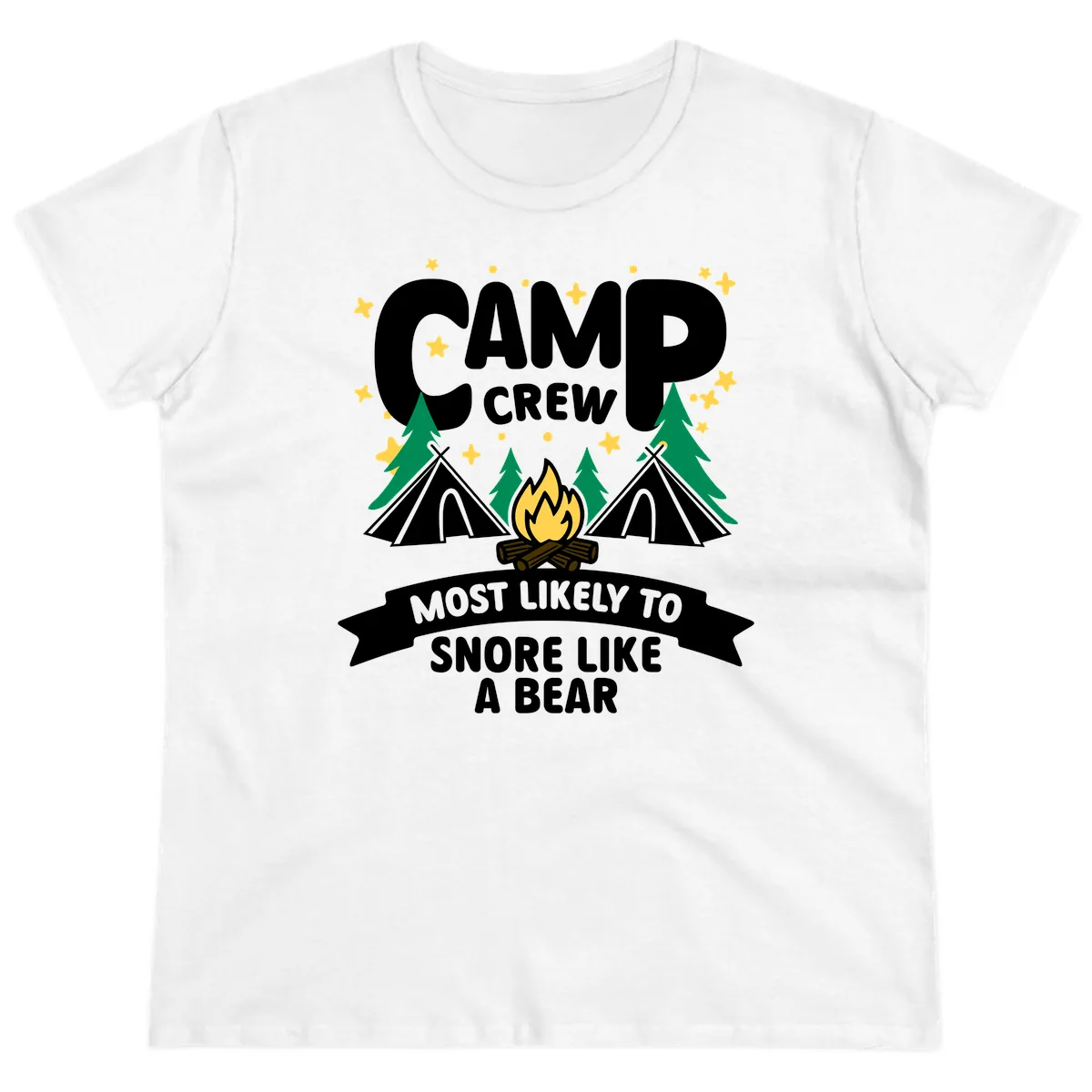 Camp Crew Snore Like A Bear Ladies Tee in White