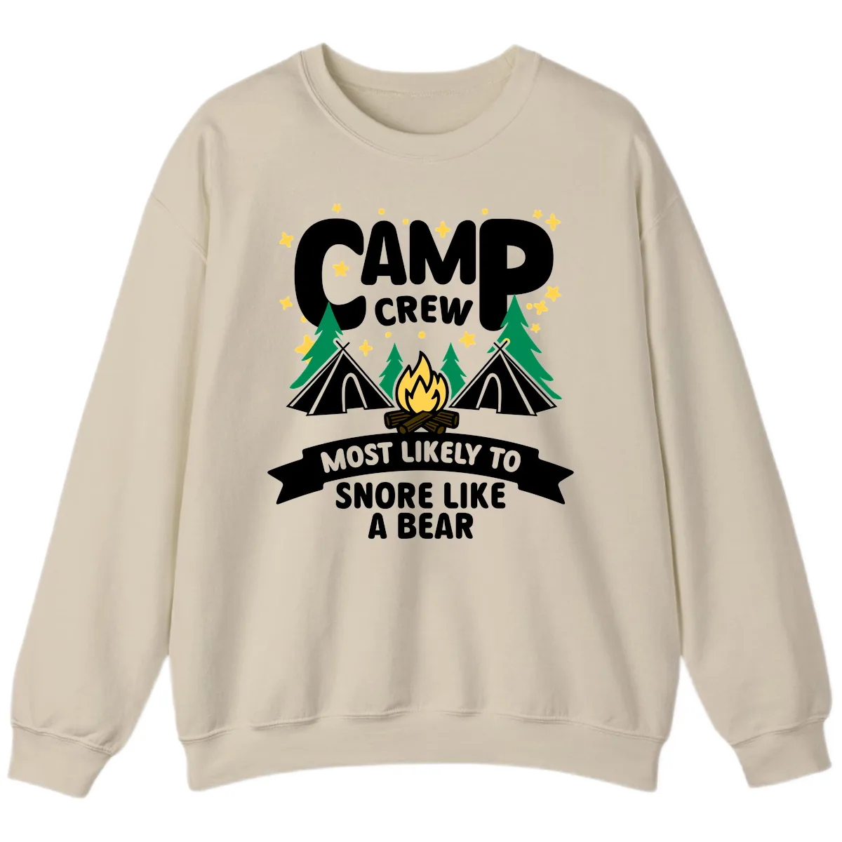 Camp Crew Snore Like A Bear Sweatshirt in Sand