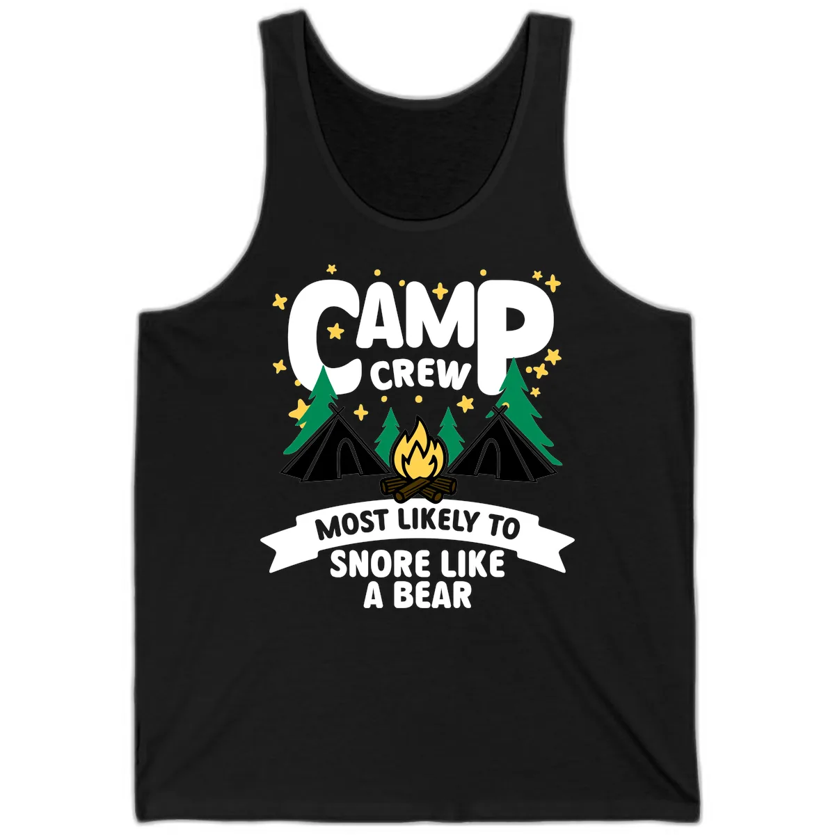 Camp Crew Snore Like A Bear Tank in Black