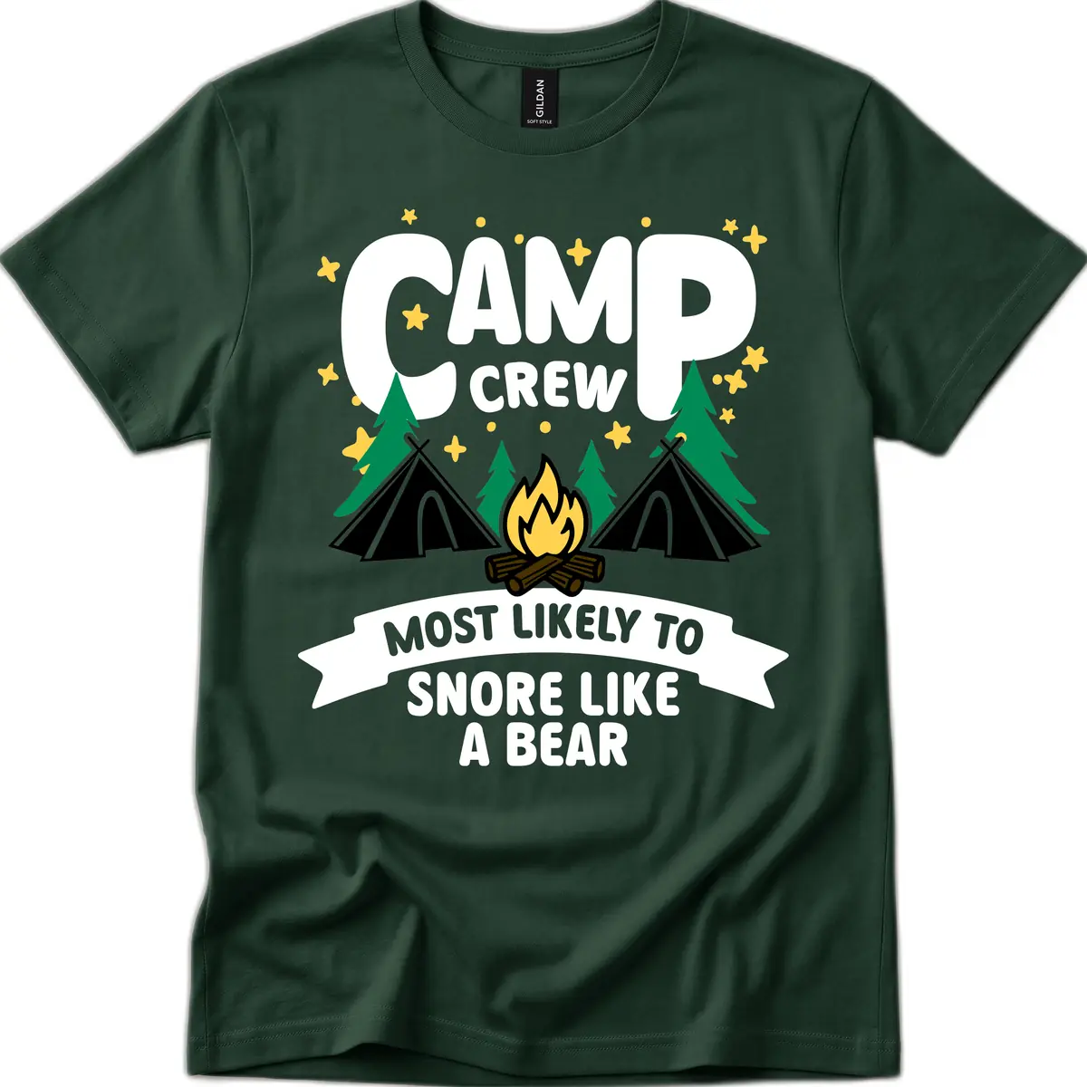 Camp Crew Snore Like A Bear T-Shirt in Forest Green