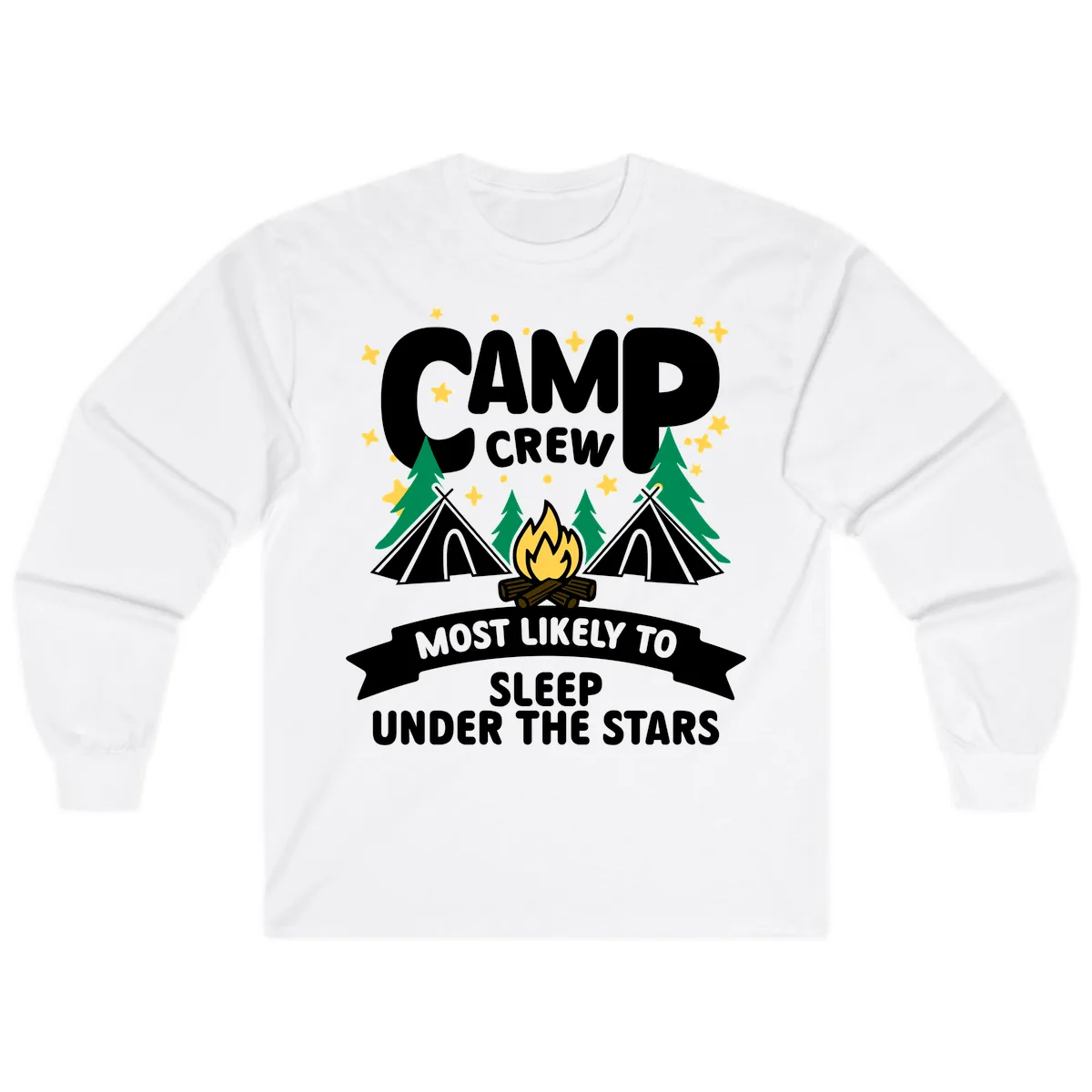 Camp Crew Most Likely To Sleep Under The Stars Long Sleeve in White