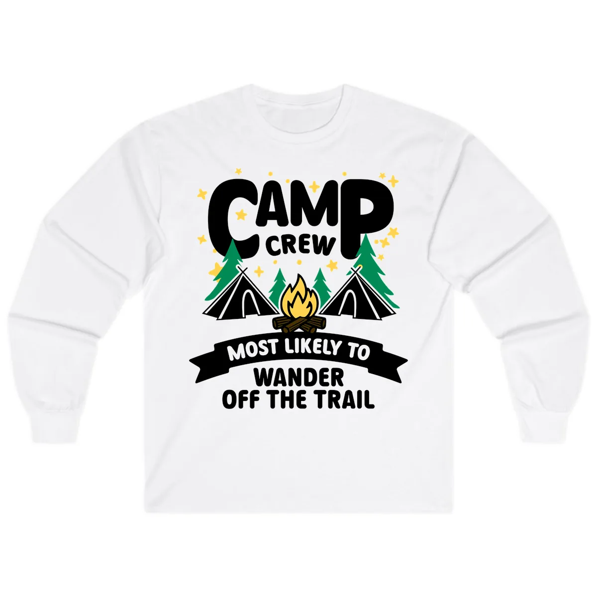Camp Crew Most Likely To Wander Off Trail Long Sleeve in White
