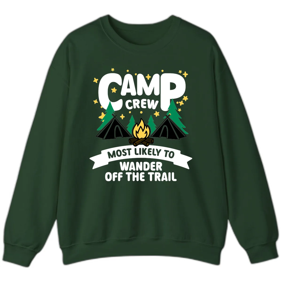 Camp Crew Most Likely To Wander Off Trail Sweatshirt in Forest Green