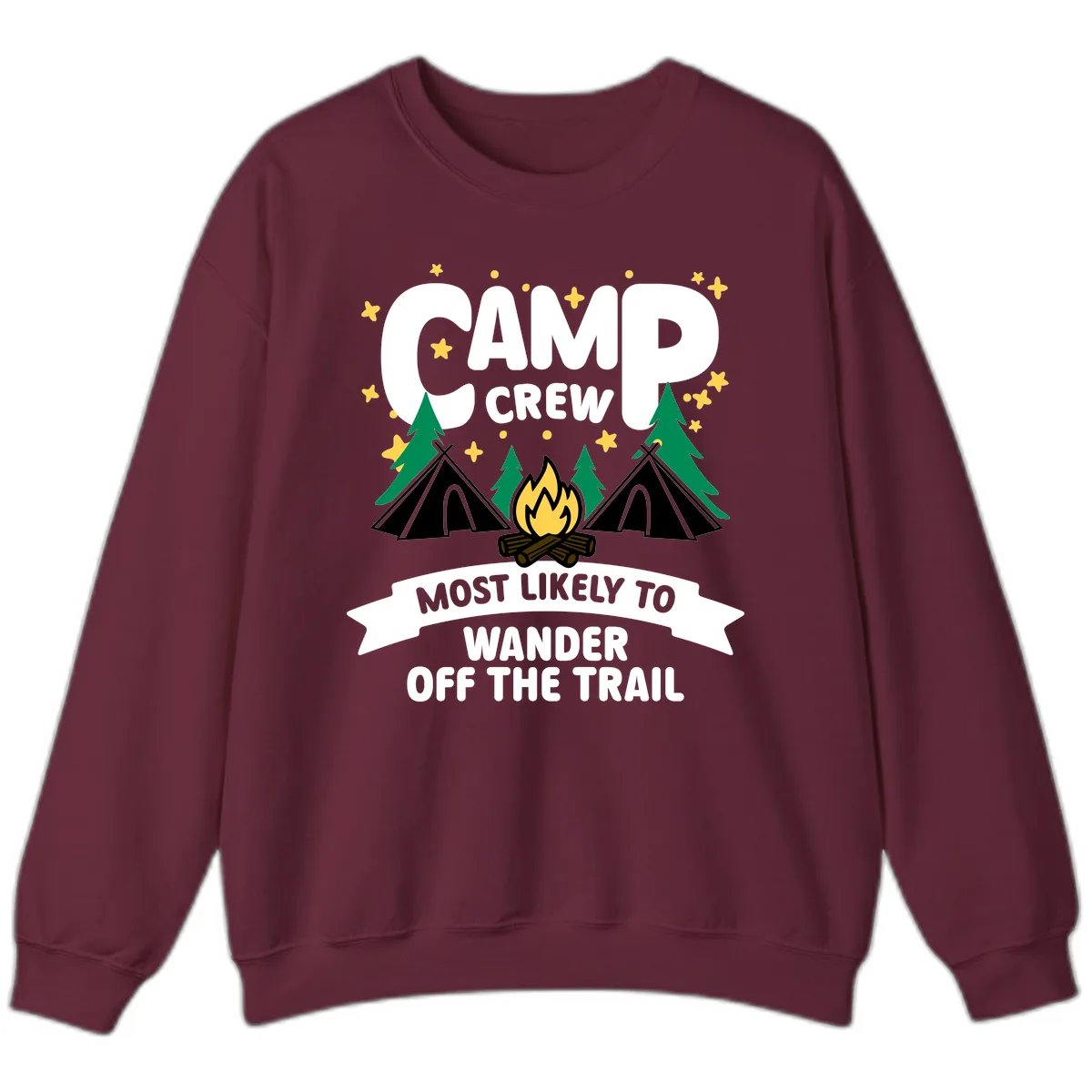 Camp Crew Most Likely To Wander Off Trail Sweatshirt in Maroon