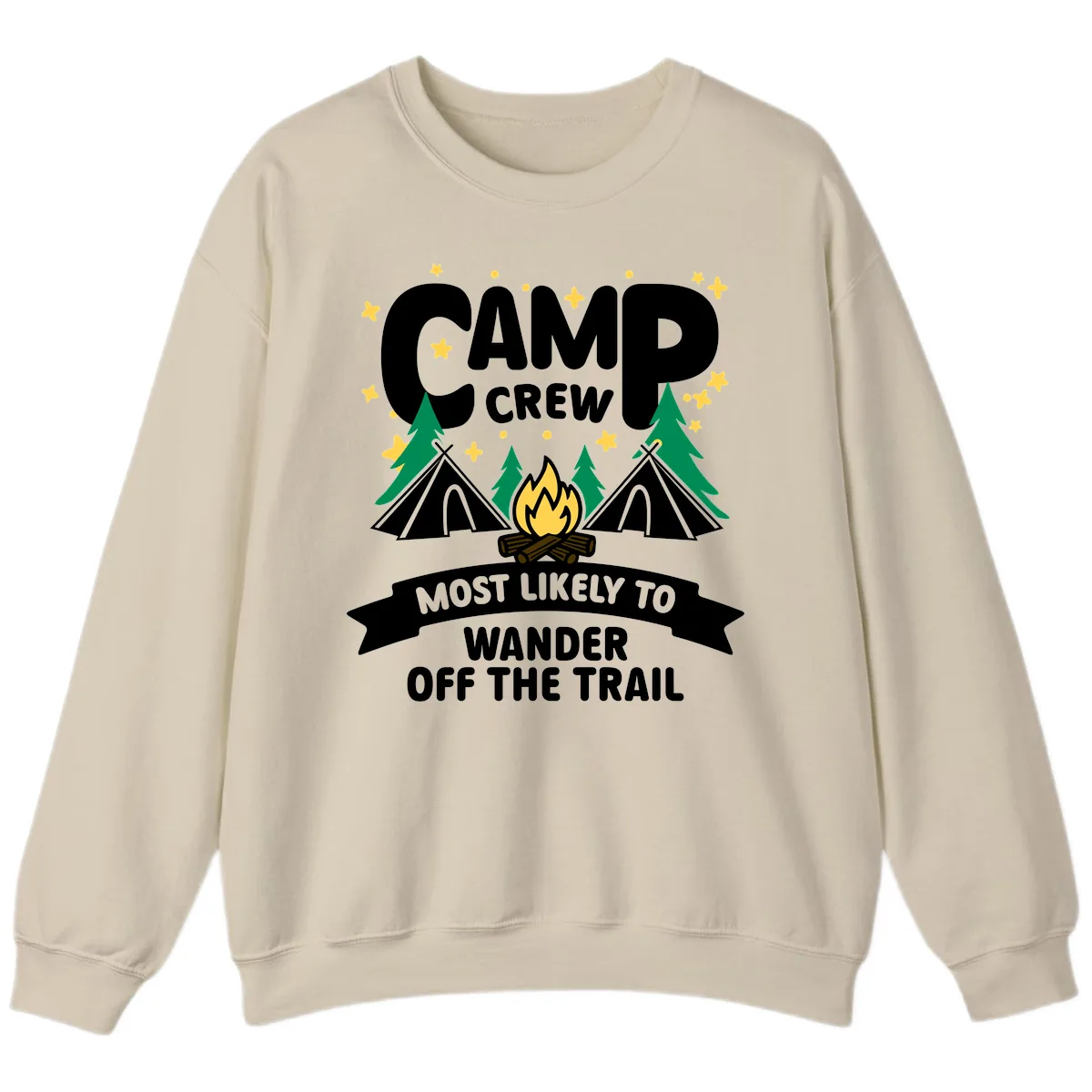 Camp Crew Most Likely To Wander Off Trail Sweatshirt in Sand