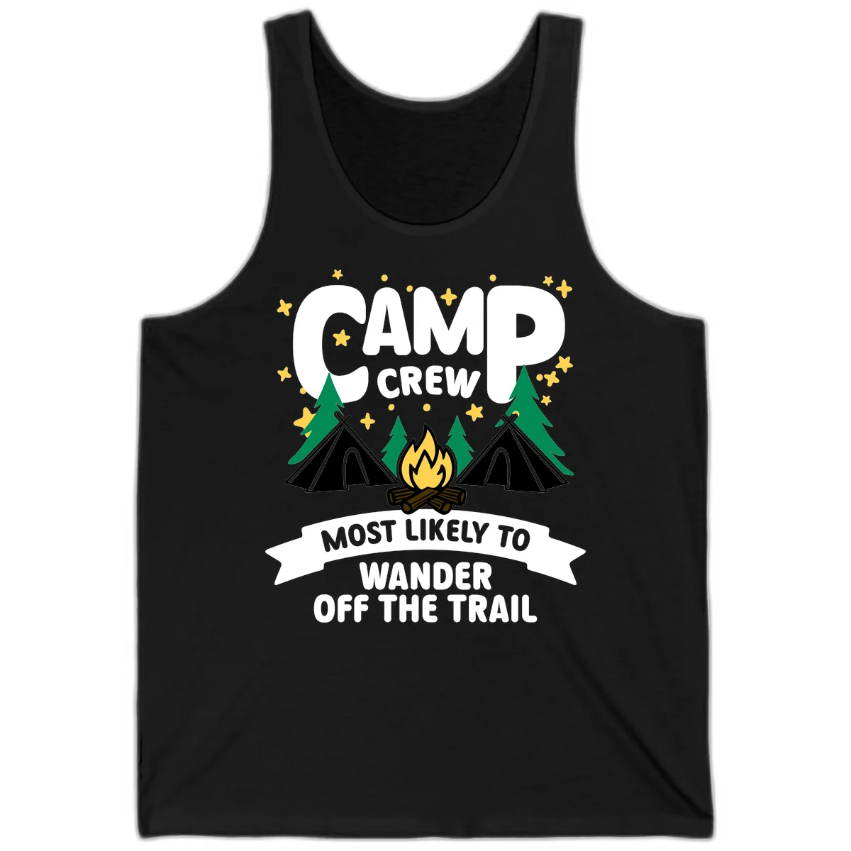 Camp Crew Most Likely To Wander Off Trail Tank in Black