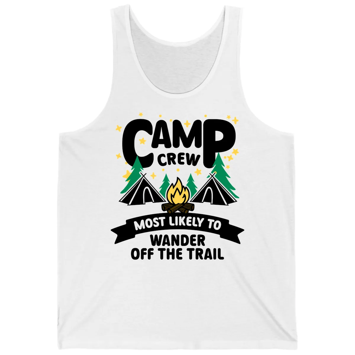 Camp Crew Most Likely To Wander Off Trail Tank in White