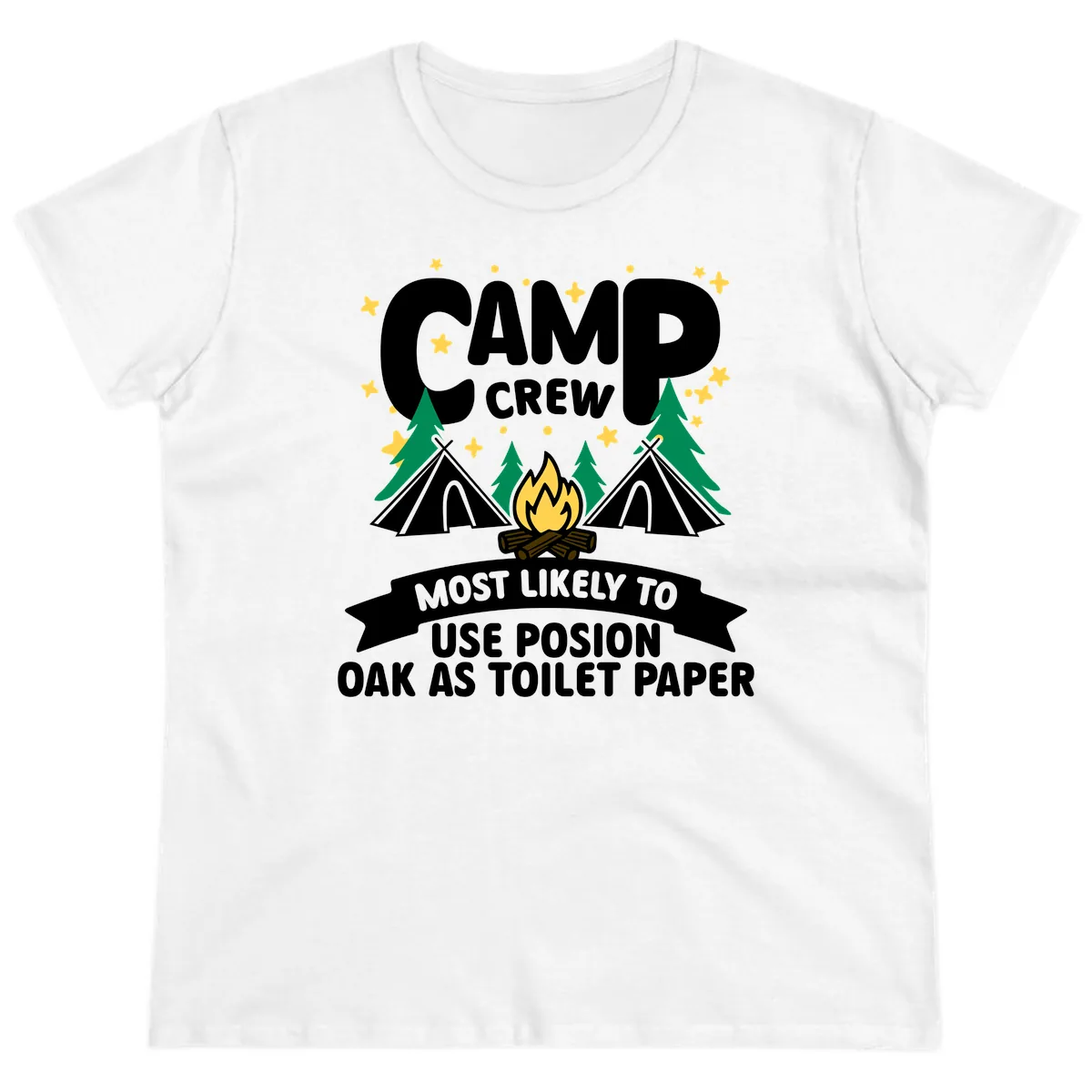 Camp Crew Posion Oak Toilet Paper Ladies Tee in White